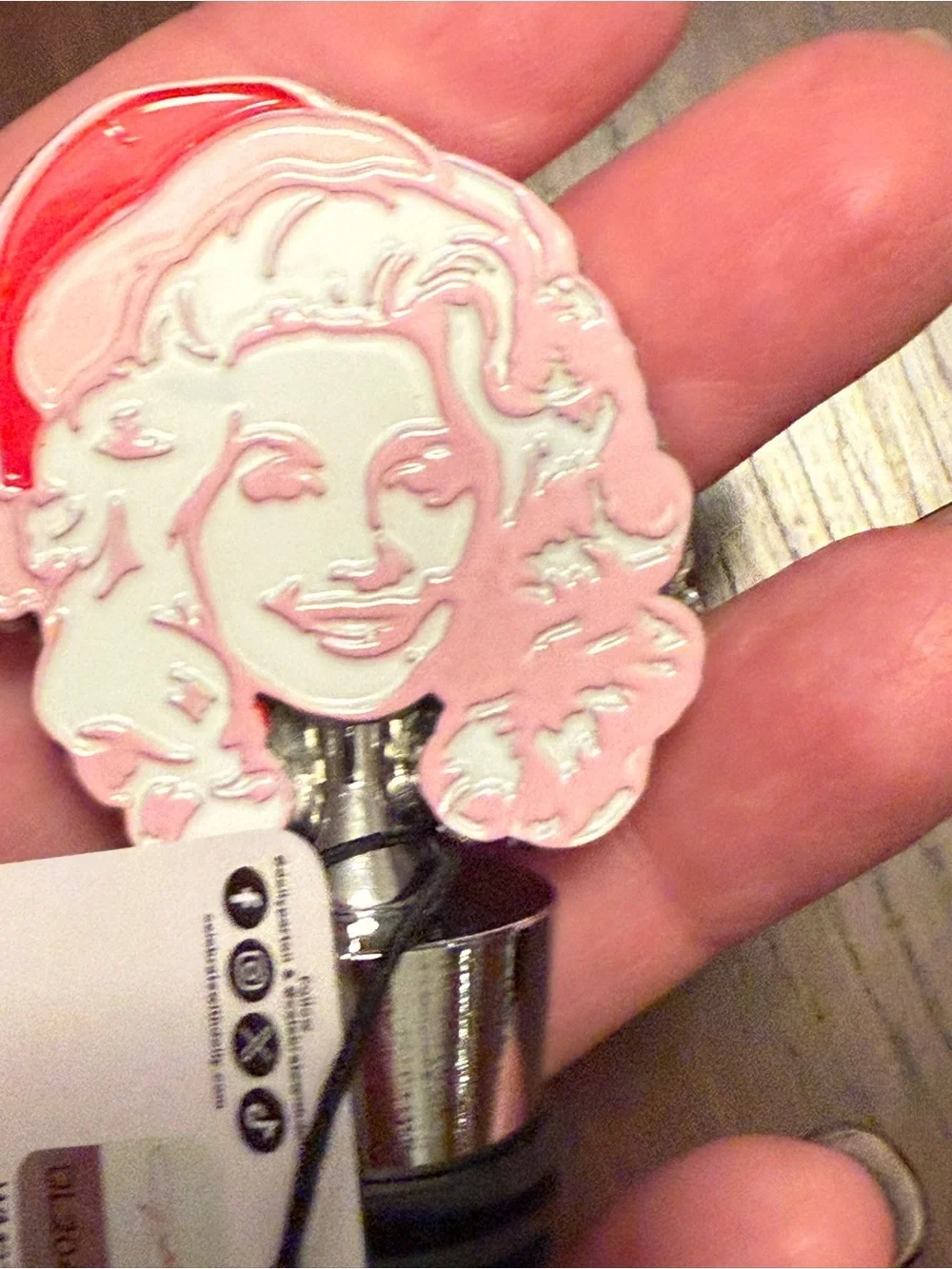 DOLLY Parton Pink Face Bottle Stopper Christmas Santa Hat Holiday Wine Saver